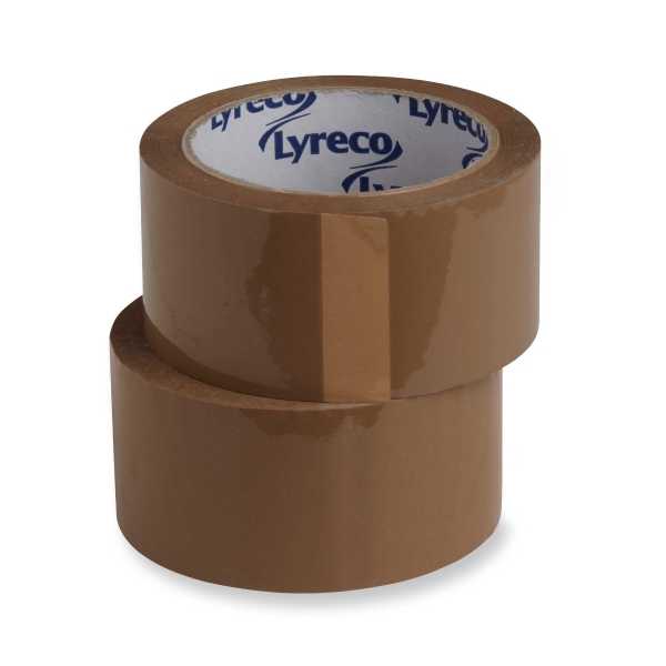 Verpackungsband Lyreco, PP, 75 mmx66 m, 50 my, braun, Packung à 6 Rollen