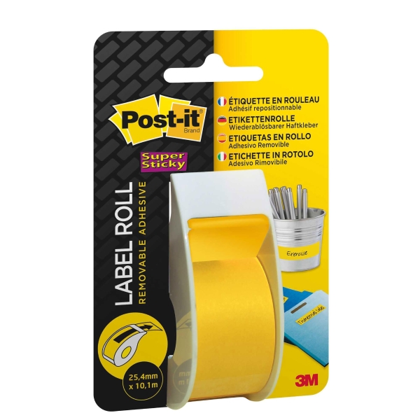 Etikettenrolle Post-it Super Sticky 2650- GELB, 25,4 mm x 10m, gelb