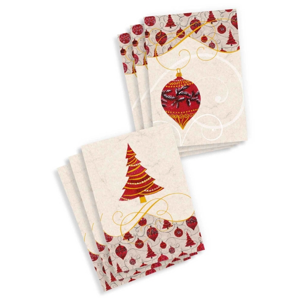 Christmas card ABC, double card with envelope, pack of 6 pieces ass. vert violet