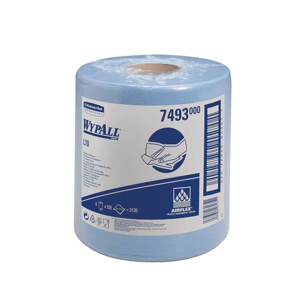 CARTON DE 6 BOBINES WYPALL L10 7493 PAPIER ESSUYAGE BLEU