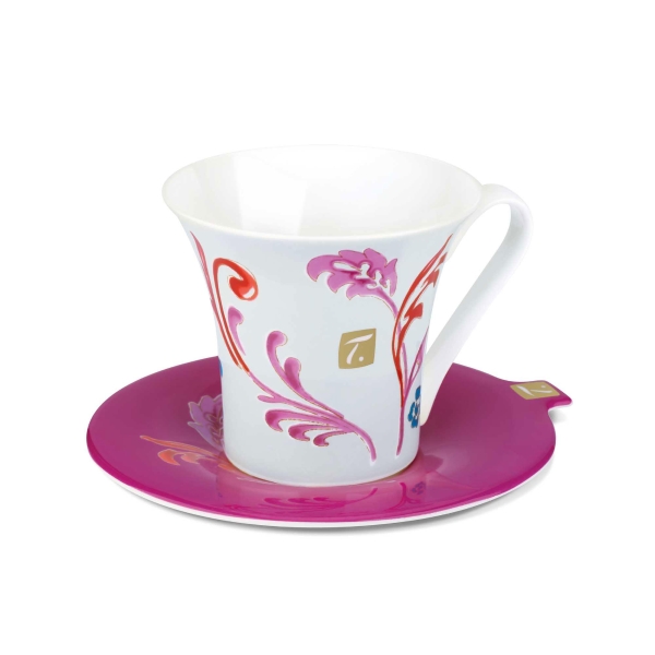 SPECIAL.T set tazze con piattini, design India, set di 2 tazze