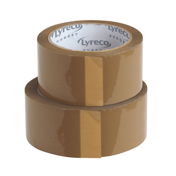 Verpackungsband Lyreco Budget, PP, 50 mmx66 m, 50 my, braun, Packung à 6 Rollen