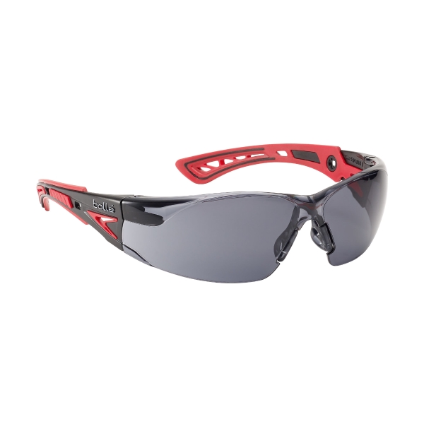 Schutzbrille Bollé RUSH+ RUSHPPSF, Filtertyp 5, schwarz/rot, Scheibe grau