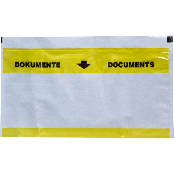 Poches pour documents d’expédition, C5/6, jaune/transparent, avec impression