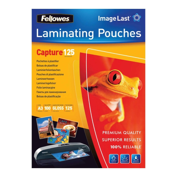 Fellowes 5307506 laminating pouches for hot laminating A3 250 mic - pack of 100