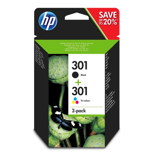 Ink cartridge HP, no. 301 N9J72AE, 190 pages black, 165 pages colour