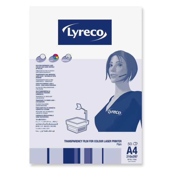 Lyreco transparancy film/slides for color laser printers - box of 50