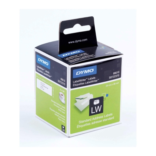 Roll of 130 Dymo 99010 address labels 89x28mm - box of 2