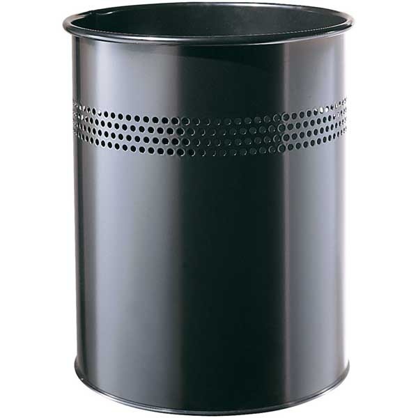 Waste bin metal 15 litres black