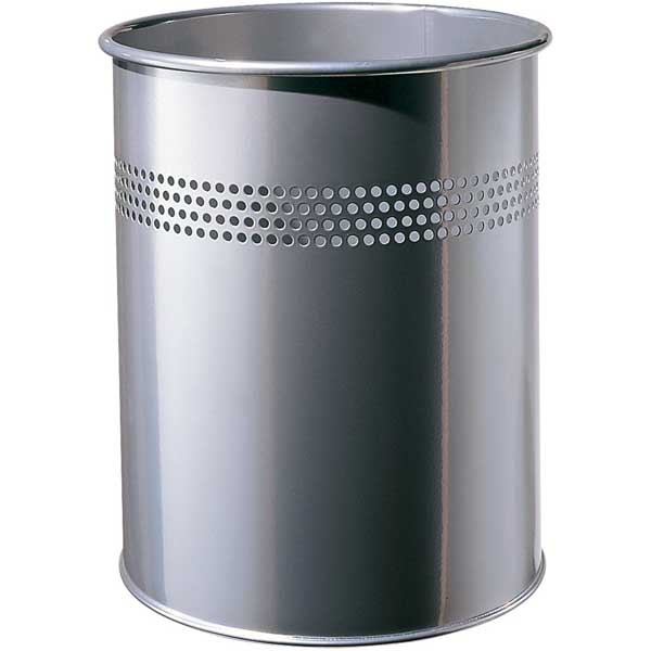 Waste bin metal 15 litres silver
