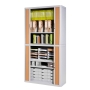 ARMOIRE EASYOFFICE PAPERFLOW HAUTEUR 2M STRUCTURE GRISE RIDEAUX HETRE