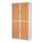 ARMOIRE EASYOFFICE PAPERFLOW HAUTEUR 2M STRUCTURE GRISE RIDEAUX HETRE