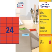 BX2400 AVERY 3448 I+L+C LAB 70X37MM RED