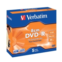 Verbatim DVD-R 1.46GB 4X videokameralle 80mm jewel case, 1kpl=5 levyä