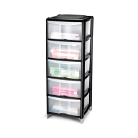 CEP 222304 5-DRAWERS UNIT BLK/CLEAR