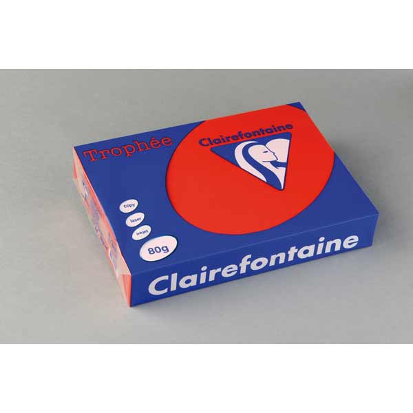 Clairefontaine Trophee 8175 väripaperi A4 80g voimakas punainen, 1kpl=500 arkkia