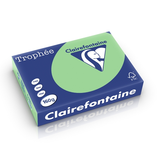 Clairefontaine Trophee 1120 väripaperi A4 160g luonnonvihreä, 1 kpl=250 arkkia