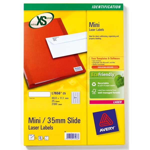 Avery L7656-25* Data Storage Labels, 46 x 11.1 mm 84 Labels Per Sheet