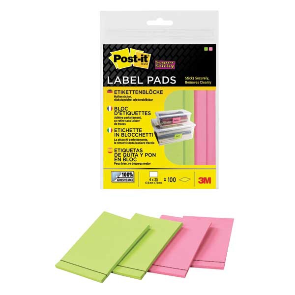 Post-it 2900-PG Super Sticky 25 labels 73x47,6mm green/pink - pack of 4