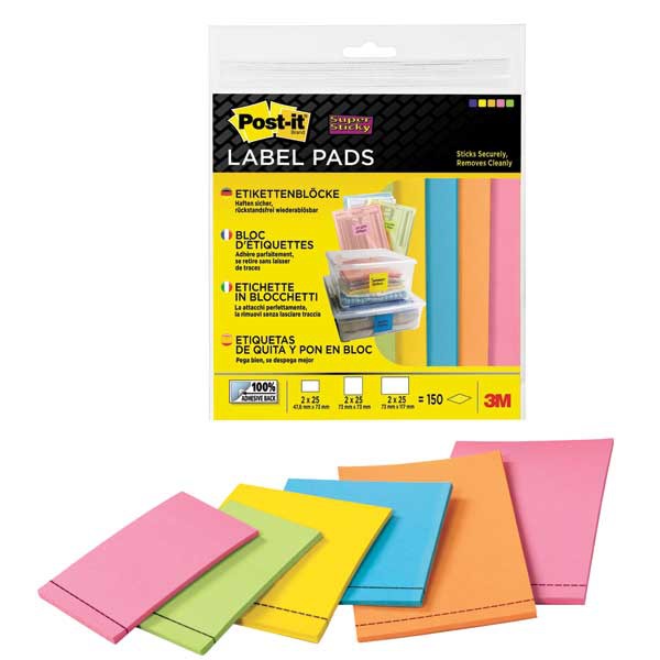 Post-it 2900-M6 Super Sticky 25 labels 73x47,6/73x73/117x73 ass - pack of 6