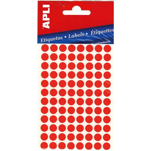 AVERY COLOUR LABELS DIAM. 8MM - BOX OF 480 RED