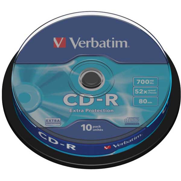 PK10 VERBATIM CD-R 80MIN 700MB SPINDLE