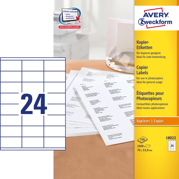 BX2400 AVERY 18022 COPYLABEL 70X33,9 WH