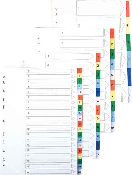 Lyreco hakemisto 1-6 A4 PP värilajitelma