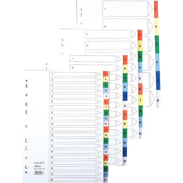 Lyreco hakemisto 1-10 A4 PP värilajitelma