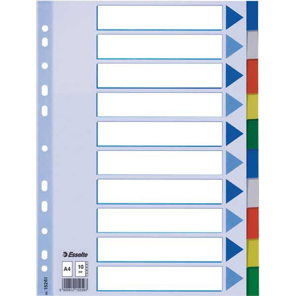 ESSELTE 10- PART DIVIDER PP ASST COL