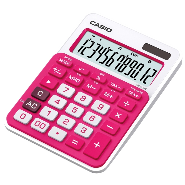 CASIO MS-20NC DESK CALCULATOR 12DIGIT FUSHIA