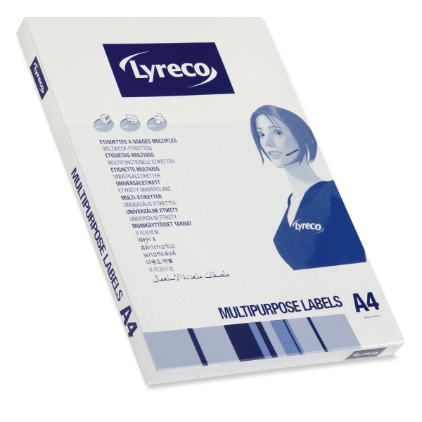 LYRECO MULTI-PURPOSE WHITE LABELS 63.5 X 46.6MM - BOX OF 1800 (WITH SELVEDGE)