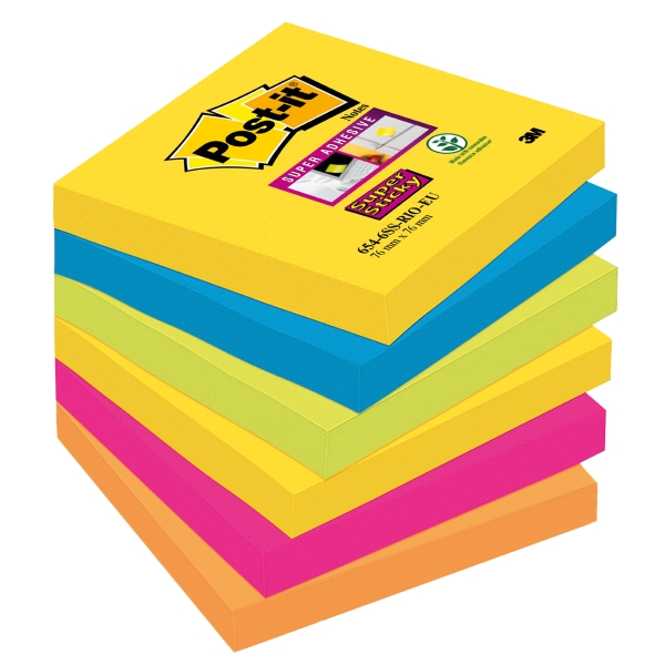 Post-it Super Sticky viestilappu Carnival 76x76mm, 1 kpl=6 nidettä