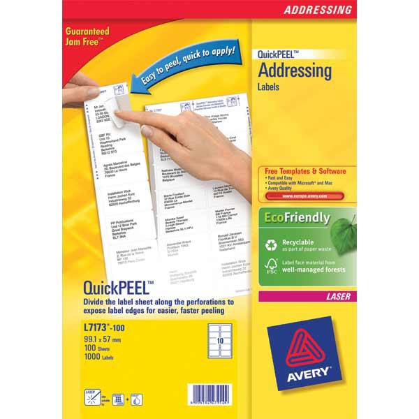 AVERY L7567-25 QUICKPEEL CLEAR LASER ADDRESSING LABELS 210 X 297MM - BOX OF 25