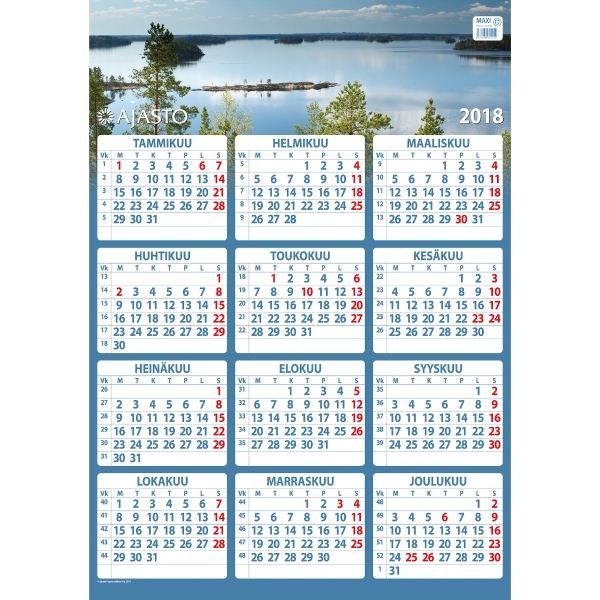 AJASTO MAXI YEARLY WALL CALENDAR 520X740