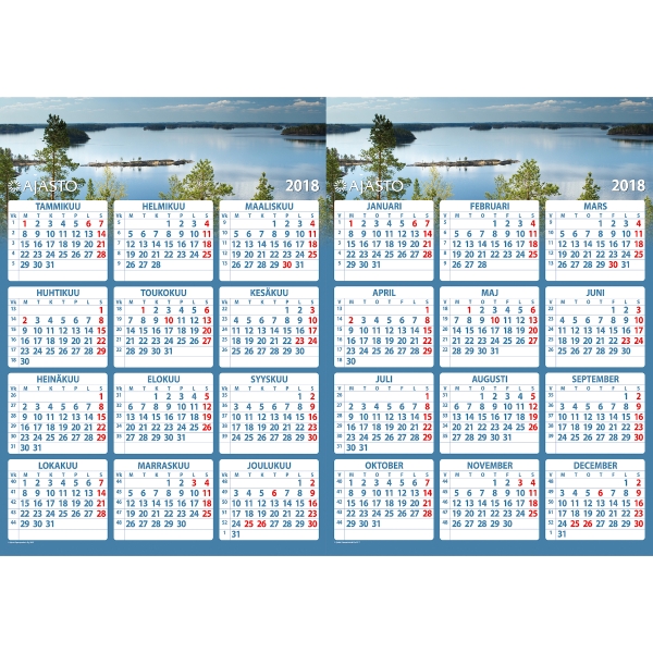 AJASTO MAXI YEARLY WALL CALENDAR 520X740