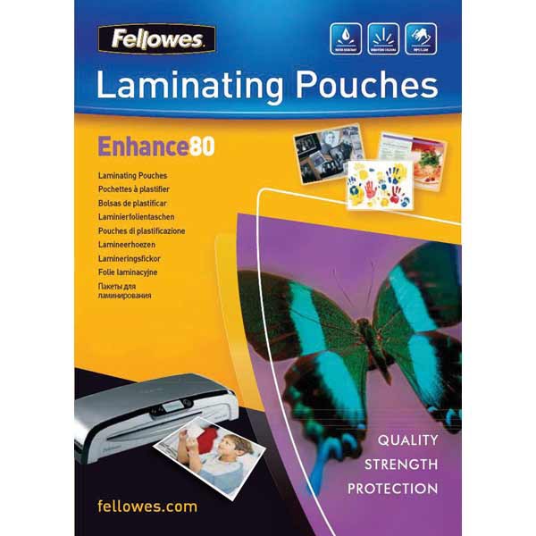 FELLOWES LAMINATING POUCHES A3 GLOSS 160 MICRONS (2 X 80) - PACK OF 100