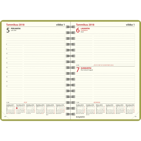 AJASTO ANNO DIARY A5 3DAY/VIEW GREEN