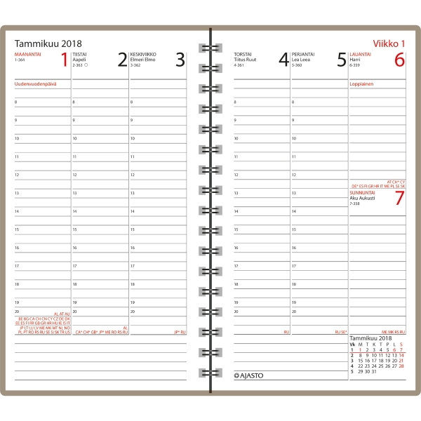 AJASTO AGENDA DIARY 87X153 W/V JUTE