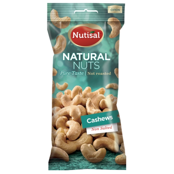 Nutisal Natural cashewpähkinä annospussi 60g, 1 kpl=14 pussia