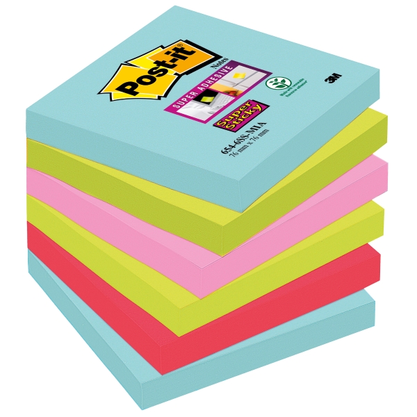 Post-it Super Sticky viestilappu Cosmic 76x76mm, 1 kpl=6 nidettä