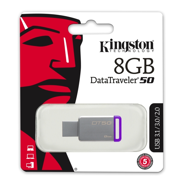 KINGSTON DT50 FLASH DRIVE 8GB PURPLE