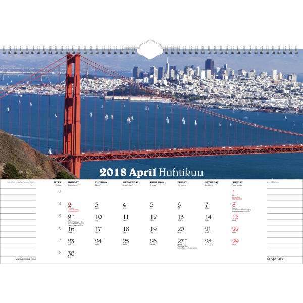 AJASTO BRIDGES WALL CALENDAR 420X297MM