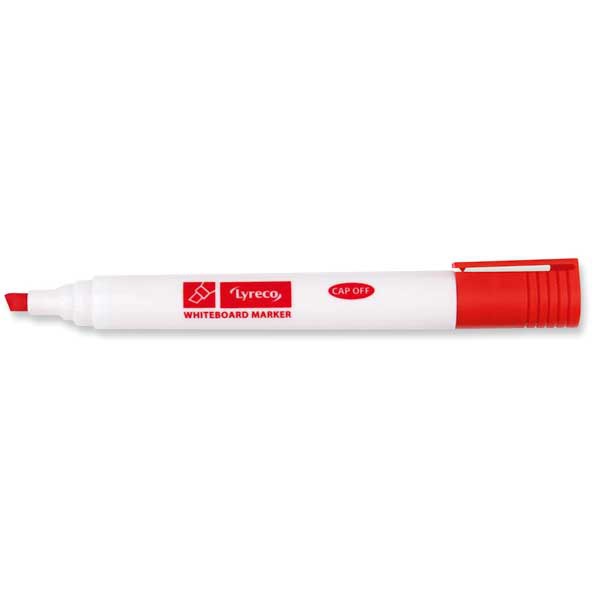 LYRECO CHISEL TIP RED WHITEBOARD MARKERS - BOX OF 10