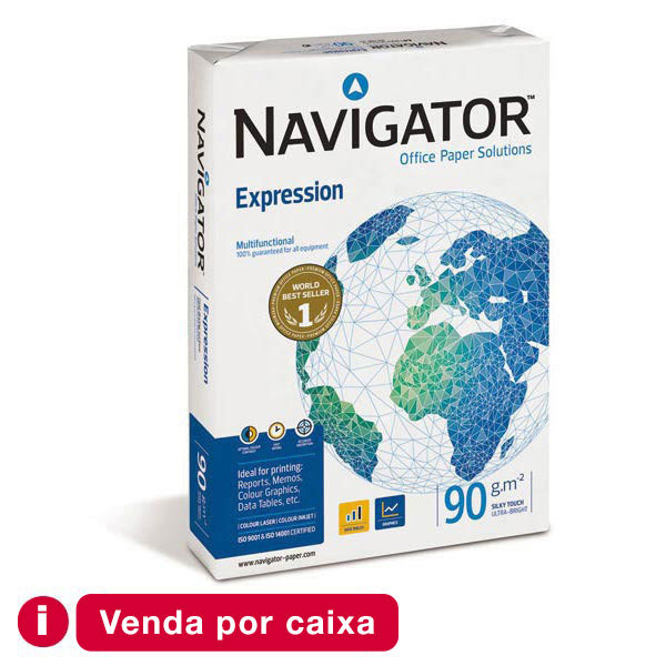 Caixa 5 pacotes 500 folhas papel NAVIGATOR Expression A4 90g/m2 branco