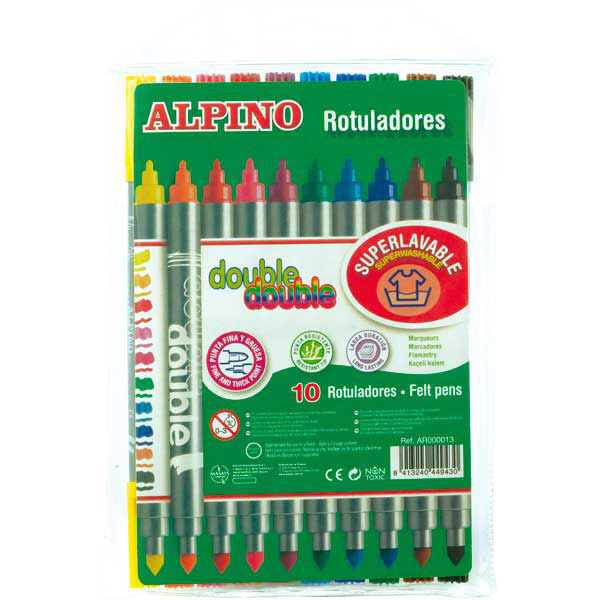 Caixa de 10 marcadores duplos ALPINO