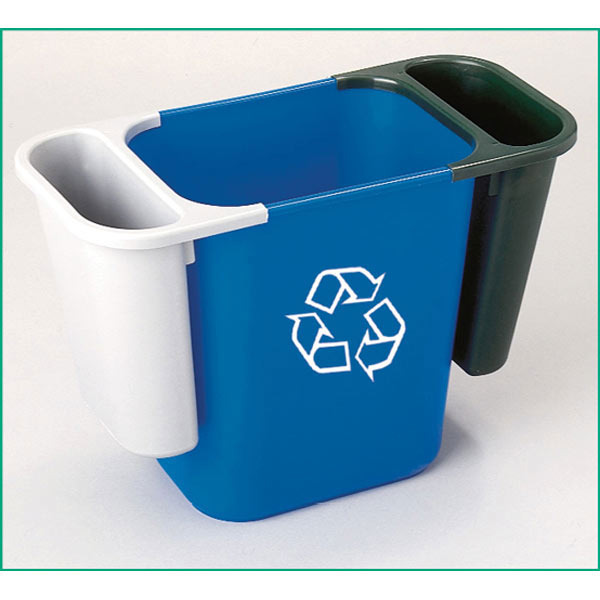 Contentor para reciclagem RUBBERMAID de polietileno azul retangular de 39 l