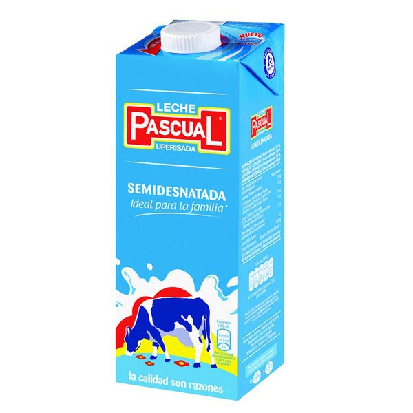 Pack de 6 briks de leche meio gordo PASCUAL de 1 l