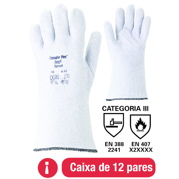 Caixa de 12 pares de luvas ANSELL Crusader Flex® 42-474 para o calor tamanho 9