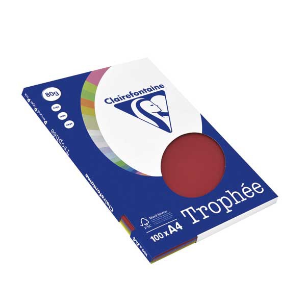 Pacote de 100 folhas de papel TROPHEE A4 de 80 g/m2, cores sortidas intenso